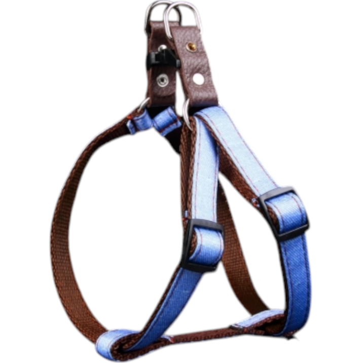 Reguliuojamos „Jeans“ petnešos šuniui Denim/Brown 50–80 cm