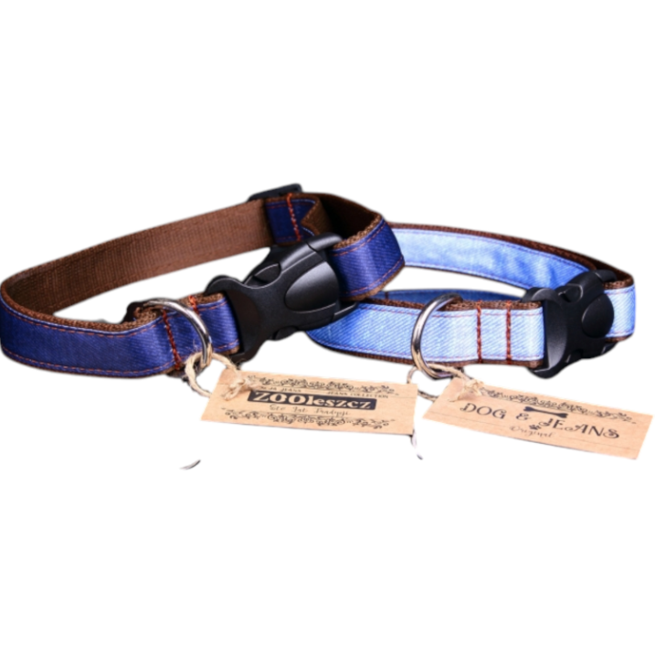 Reguliuojamas „Jeans“ antkaklis šuniui Denim/Brown 35–54 cm